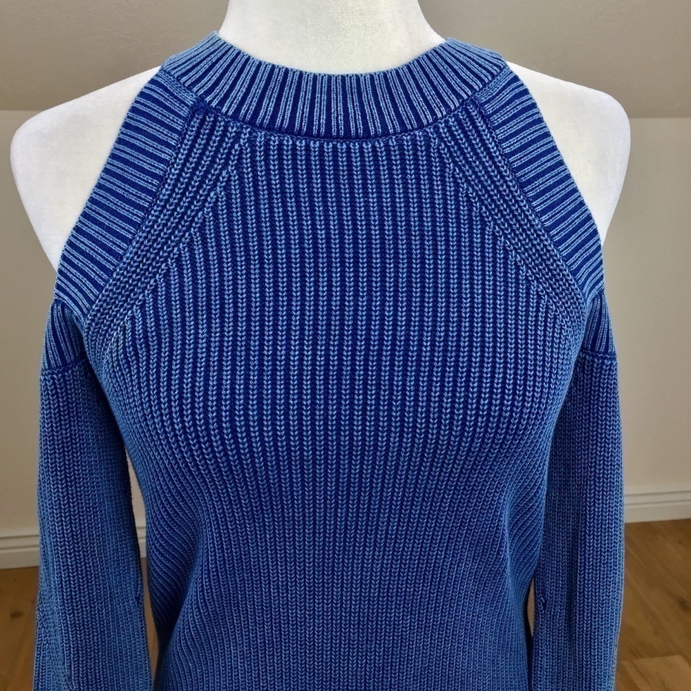 Rag & Bone Indigo Dana Cold Shoulder Knit Sweater Dress Size Small 100% Cotton - Picture 5 of 11